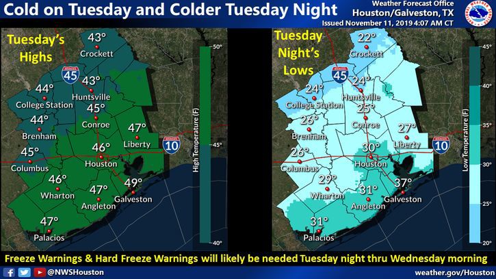 Cold on Tuesday and Colder Tuesday Night